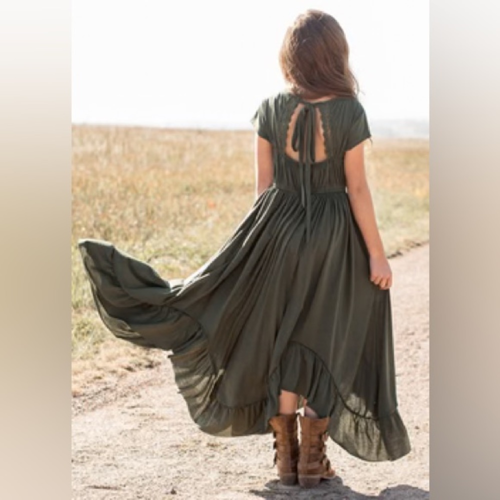 Joyfolie Mia Joy Girls Braelyn Olive Green Dress NWT - Picture 2 of 7